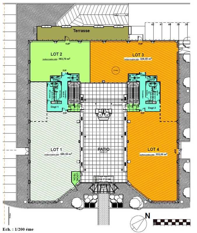 Location bureaux 2245 m² divisibles à partir de 324 m²