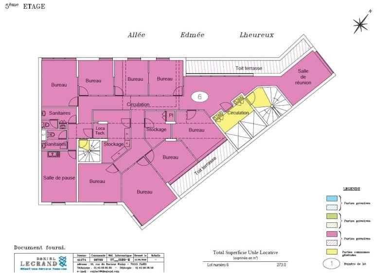 Location bureaux 273 m² non divisibles