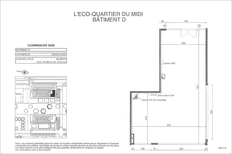 Location Commerce/boutique 86 m² non divisibles