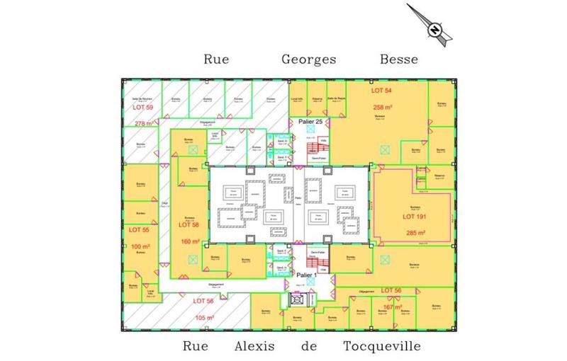 Location de bureau de 1 148 m² à Antony - 92160 plan - 1