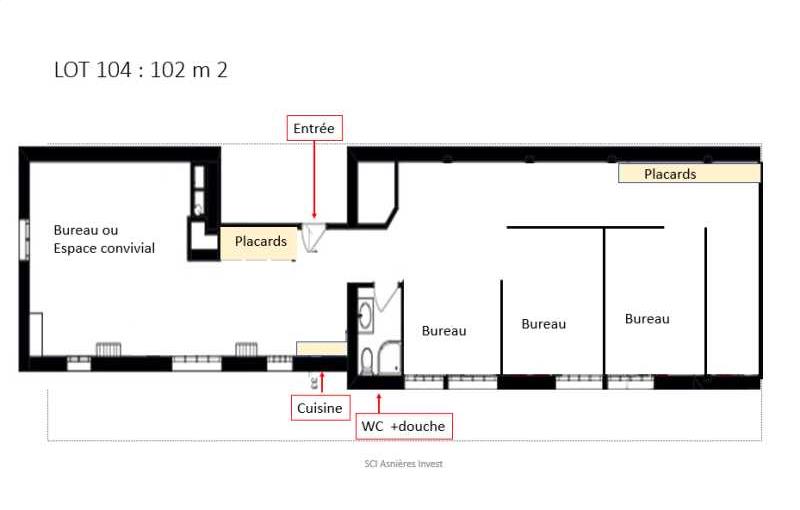 Location de bureau de 102 m² à Asnières-sur-Seine - 92600 plan - 1