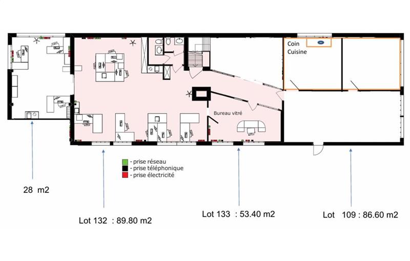 Location de bureau de 258 m² à Asnières-sur-Seine - 92600 plan - 1