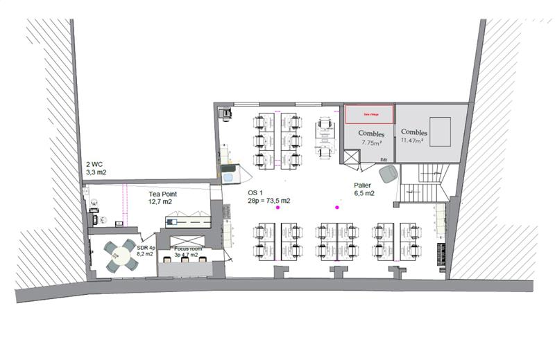 Location de bureau de 115 m² à Bordeaux - 33000 plan - 1