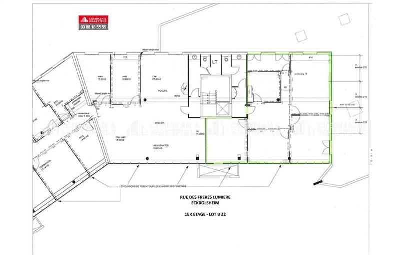 Location de bureau de 201 m² à Eckbolsheim - 67201 plan - 1