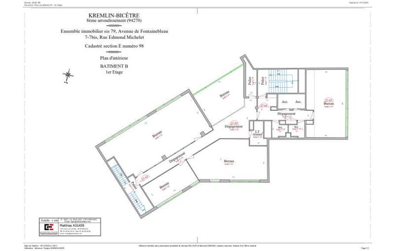 Location de bureau de 922 m² à Le Kremlin-Bicêtre - 94270 plan - 1