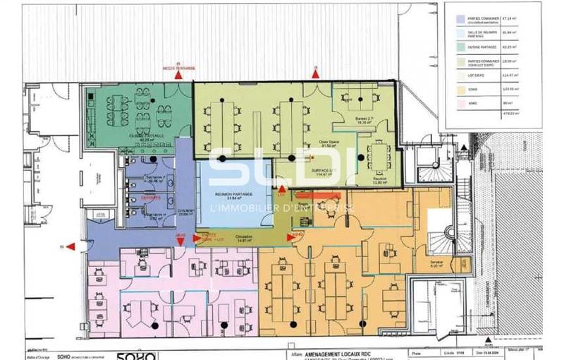 Location de bureau de 255 m² à Lyon 2 - 69002 plan - 1