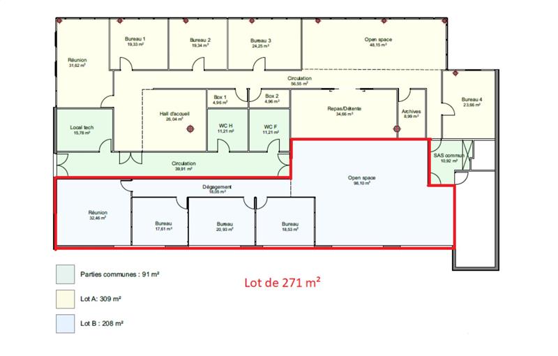 Location de bureau de 2 596 m² à Lyon 3 - 69003 plan - 1