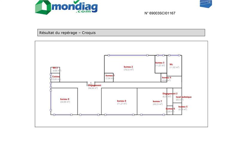 Location de bureau de 1 095 m² à Lyon 3 - 69003 plan - 1