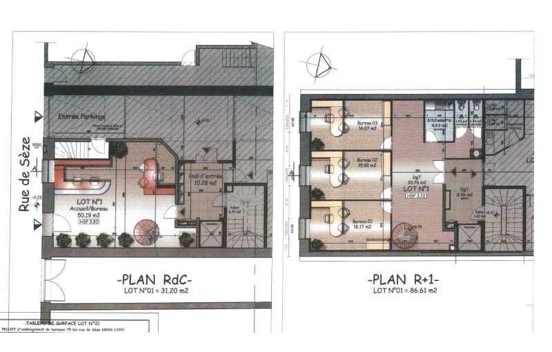 Location de bureau de 137 m² à Lyon 6 - 69006 plan - 1