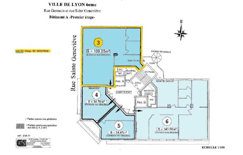 Location de bureau de 196 m² à Lyon 6 - 69006 plan - 1