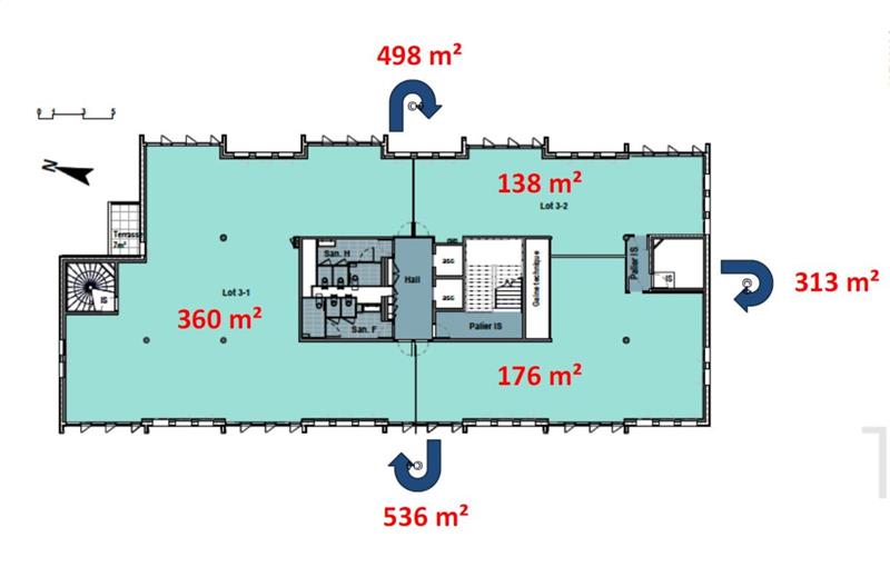 Location de bureau de 2 582 m² à Lyon 7 - 69007 plan - 1