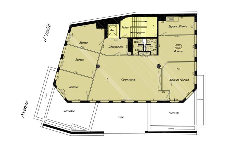 Location de bureau de 174 m² à Paris 13 - 75013 plan - 1