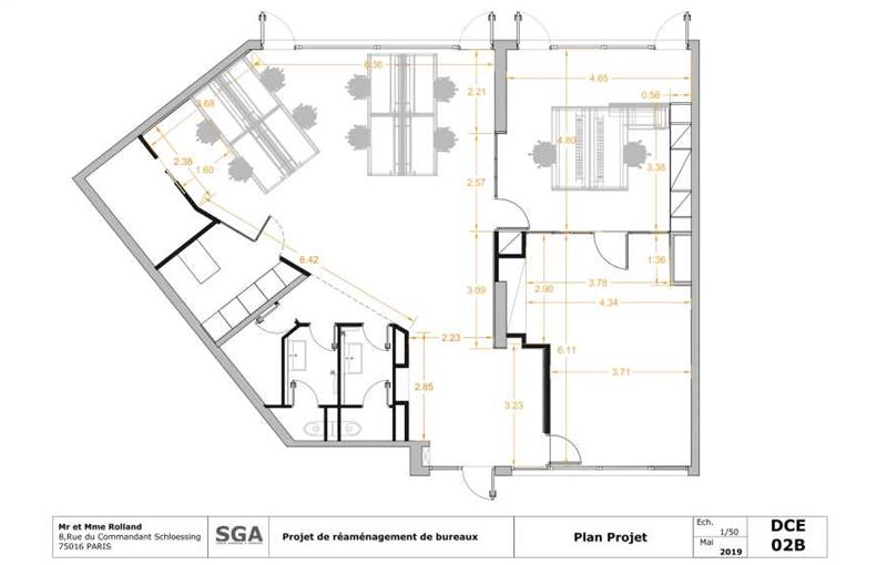 Location de bureau de 140 m² à Paris 16 - 75016 plan - 1