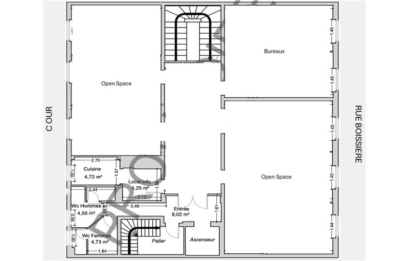 Location de bureau de 256 m² à Paris 16 - 75016 plan - 1