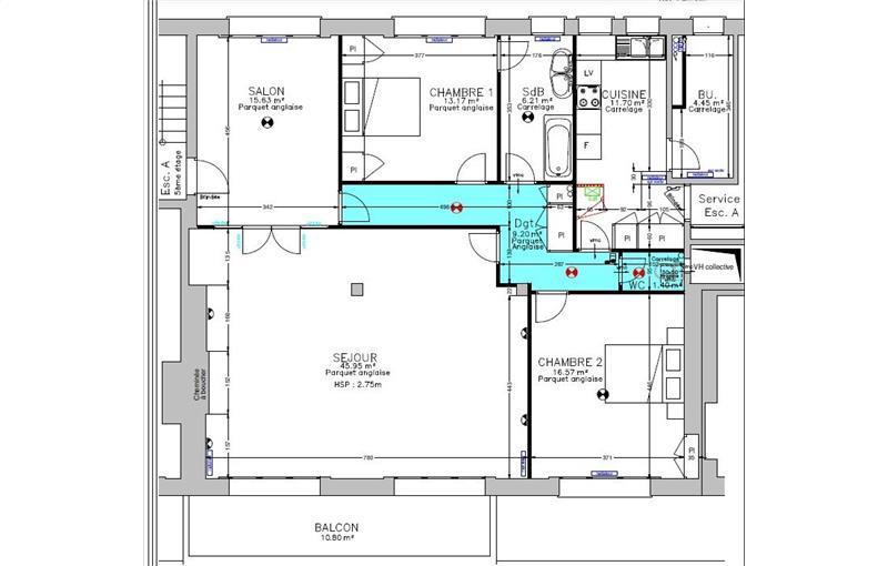 Location de bureau de 128 m² à Paris 16 - 75016 plan - 1