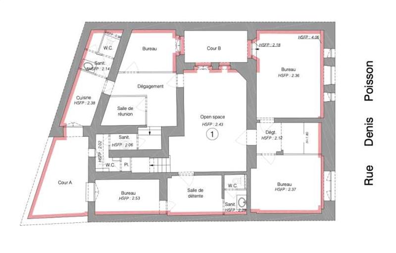 Location de bureau de 172 m² à Paris 17 - 75017 plan - 1