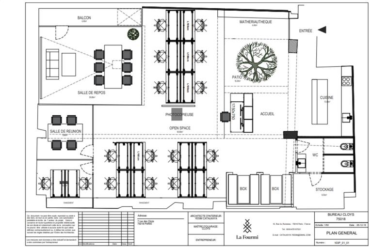 Location de bureau de 154 m² à Paris 18 - 75018 plan - 1