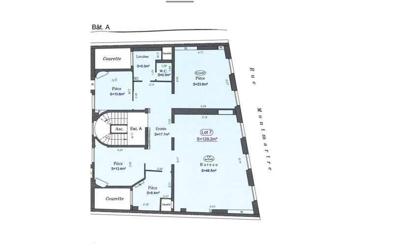 Location de bureau de 129 m² à Paris 2 - 75002 plan - 1