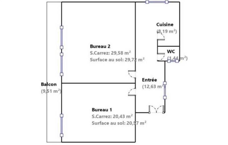 Location de bureau de 72 m² à Paris 8 - 75008 plan - 1