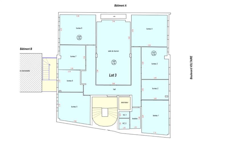 Location de bureau de 925 m² à Rennes - 35000 plan - 1