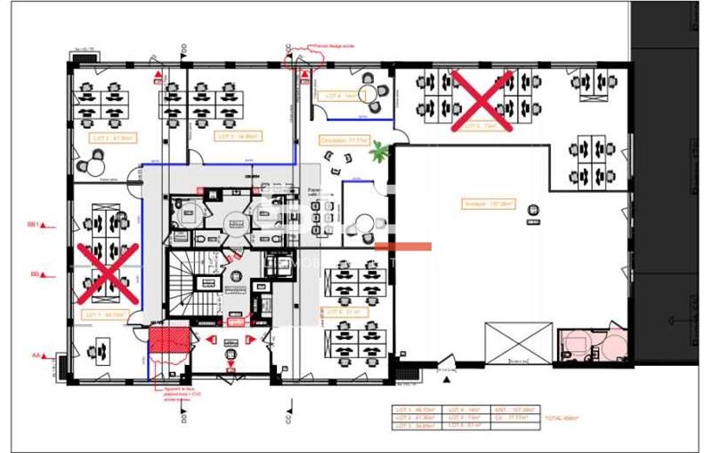 Location de bureau de 56 m² à Rillieux-la-Pape - 69140 plan - 1