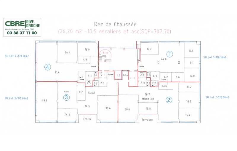 Location de bureau de 136 m² à Schiltigheim - 67300 plan - 1