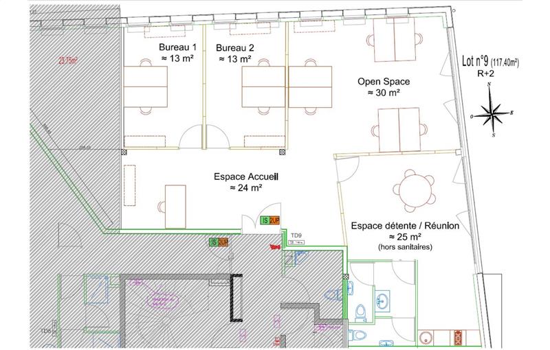 Location de bureau de 123 m² à Tresses - 33370 plan - 1