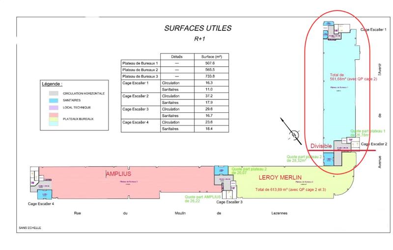 Location de bureau de 1 381 m² à Villeneuve-d'Ascq - 59491 plan - 1