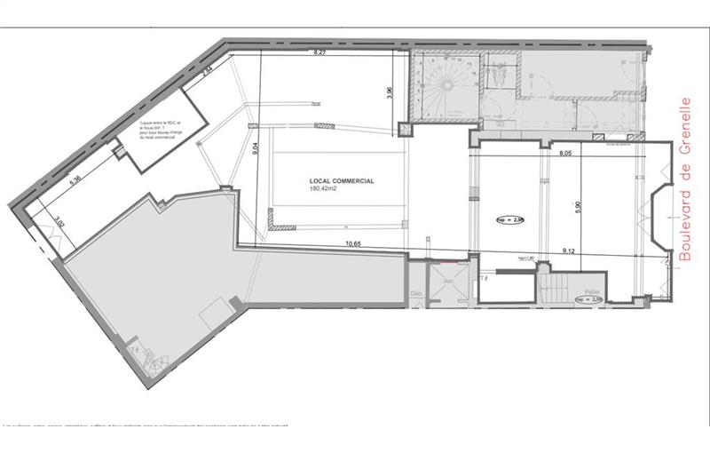 Location de local commercial de 394 m² à Paris 15 - 75015 plan - 1