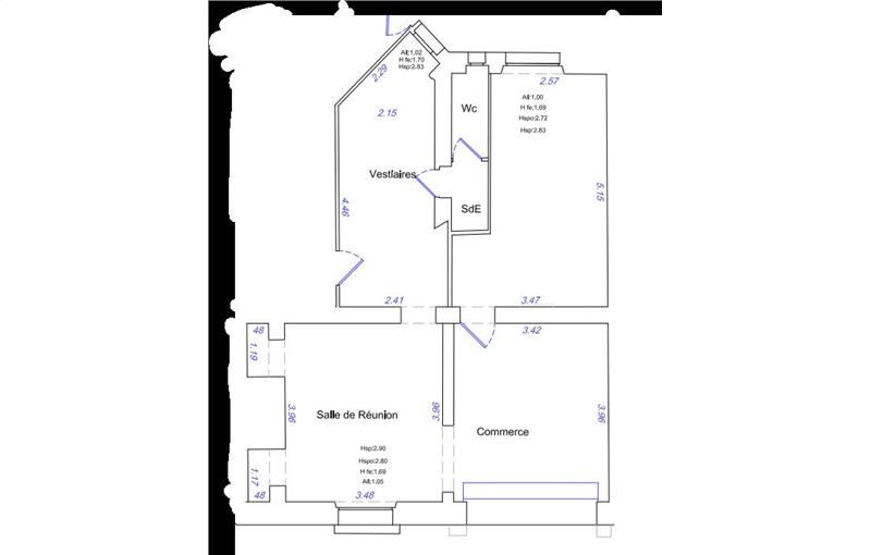 Location de local commercial de 59 m² à Paris 19 - 75019 plan - 1