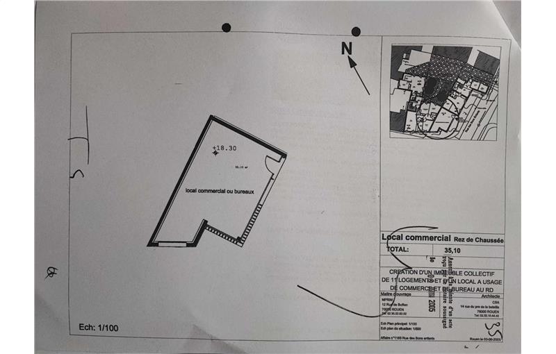 Location de local commercial de 35 m² à Rouen - 76000 plan - 1