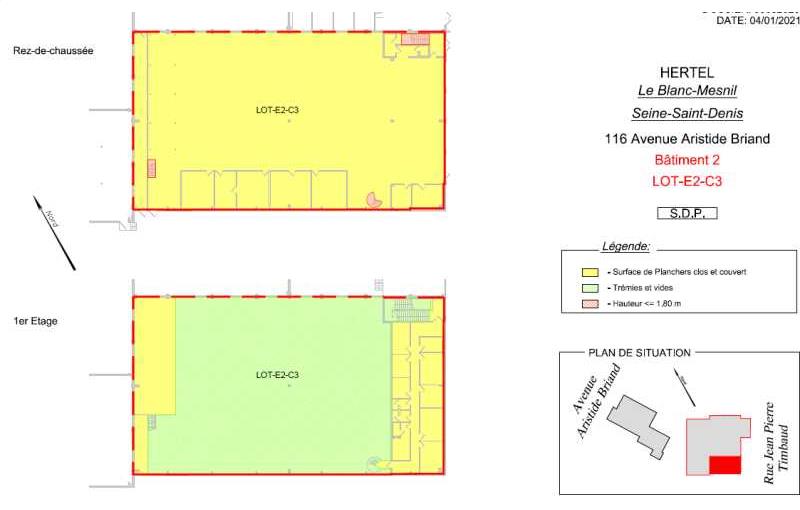 Location d'entrepôt de 555 m² à Le Blanc-Mesnil - 93150 plan - 1