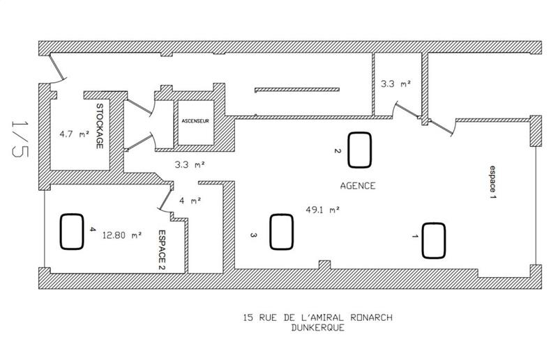 Bureau en vente de 324 m² à Dunkerque - 59140 plan - 1