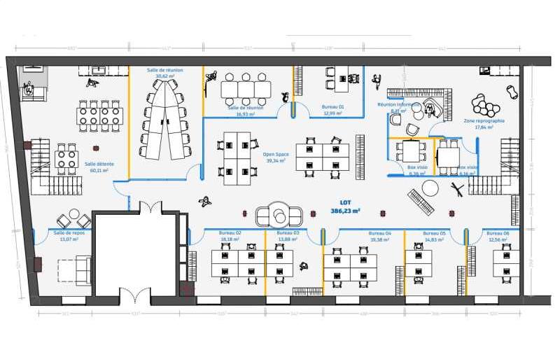 Bureau à vendre de 380 m² à Lyon 4 - 69004 plan - 1