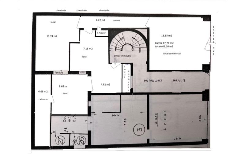 Vente de bureau de 48 m² à Paris 17 - 75017 plan - 1