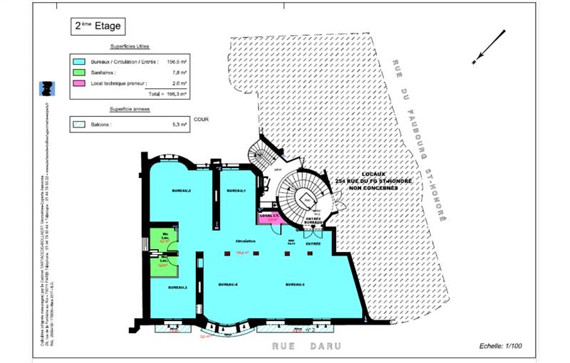 Vente de bureau de 164 m² à Paris 8 - 75008 plan - 1